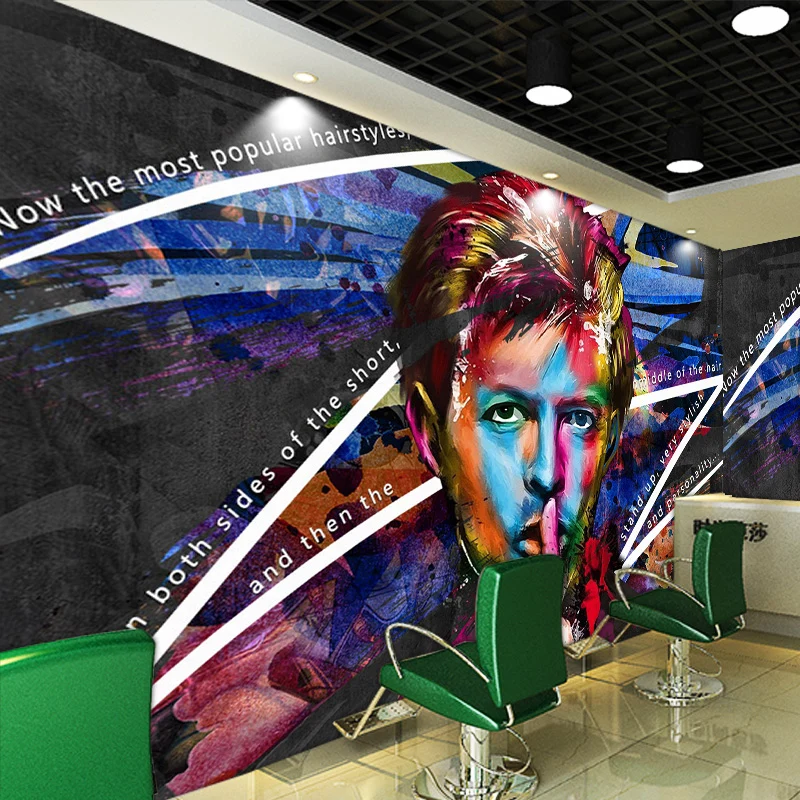 Papel pintado mural de hombre único para barberí, multicolor, tamaño personalizado disponible Rojo Clearhalo