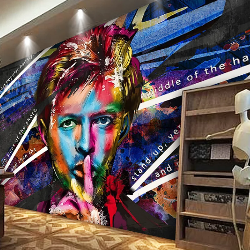 Papel pintado mural de hombre único para barberí, multicolor, tamaño personalizado disponible Rojo Clearhalo