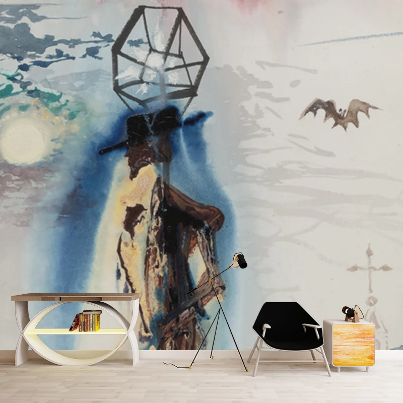 Papel pintado mural mágico el gigante para dormitorio de niños, azul-rojo, tamaño personalizado disponible Azul Clearhalo