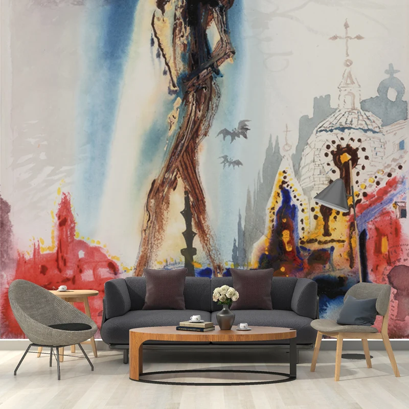 Papel pintado mural mágico el gigante para dormitorio de niños, azul-rojo, tamaño personalizado disponible Azul Clearhalo