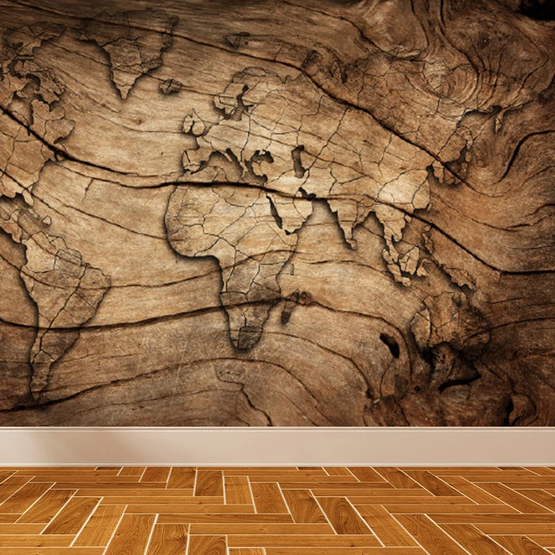 Papel pintado mural moderno con ilustración tamaño completo con varios mapas del mundo en colores claros Azul Clearhalo