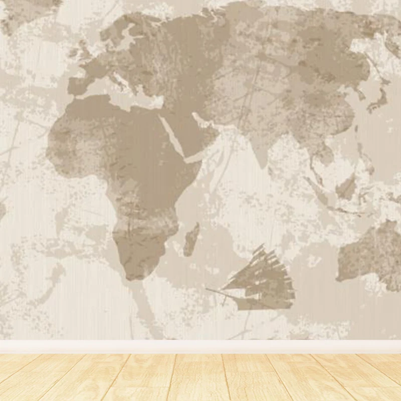 Papel pintado mural moderno con ilustración tamaño completo con varios mapas del mundo en colores claros Azul Clearhalo