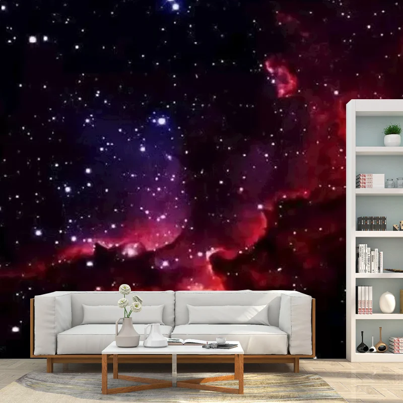 Papel pintado mural de nebulosa negra y roja, arte de pared resistente las manchas para decoración de dormitorio Rojo Clea...