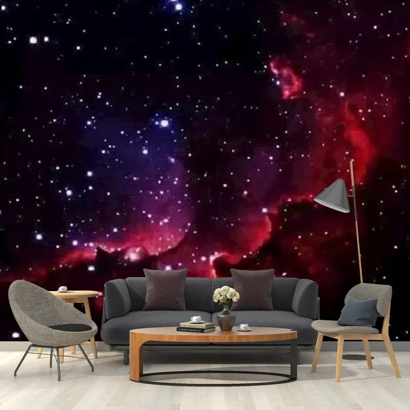 Papel pintado mural de nebulosa negra y roja, arte de pared resistente las manchas para decoración de dormitorio Rojo Clea...