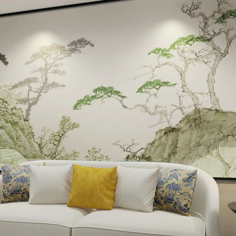 Papel pintado mural de pino verde, revestimiento de paredes resistente las manchas para decoración de habitaciones de invi...