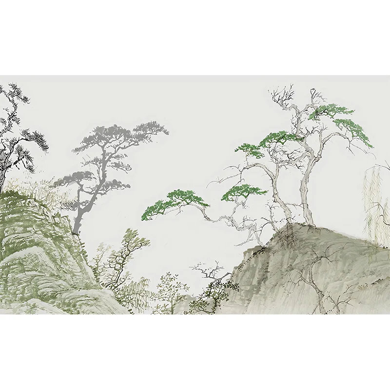 Papel pintado mural de pino verde, revestimiento de paredes resistente las manchas para decoración de habitaciones de invi...