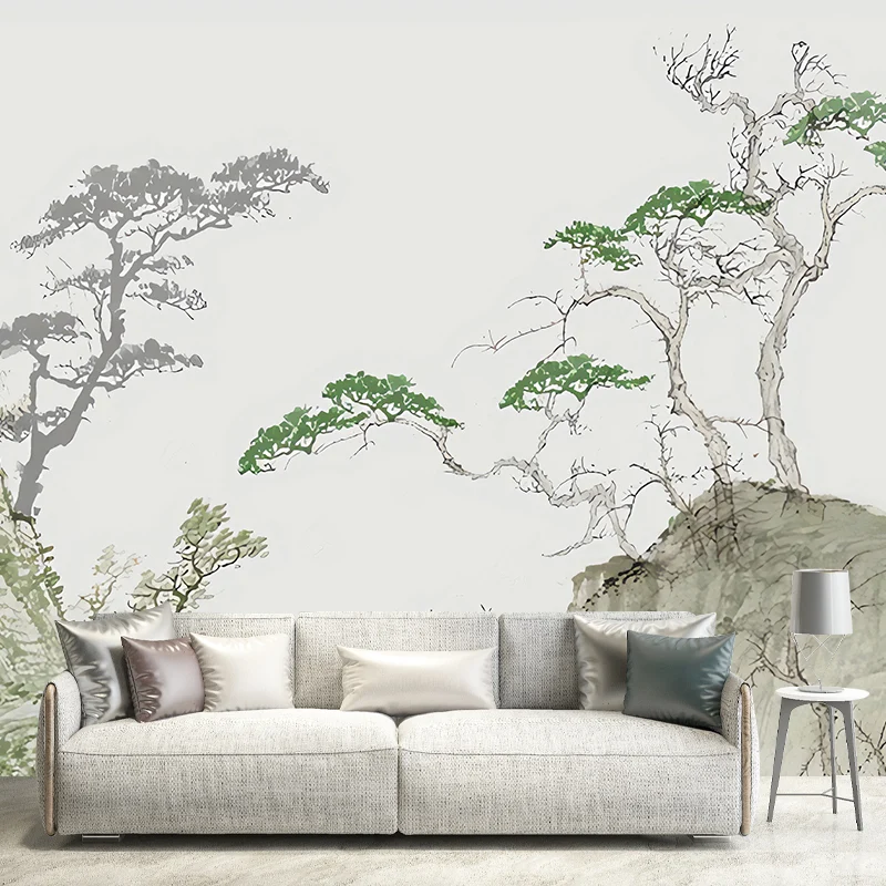 Papel pintado mural de pino verde, revestimiento de paredes resistente las manchas para decoración de habitaciones de invi...