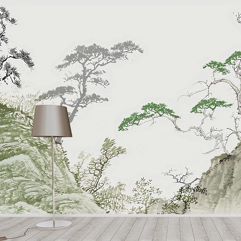 Papel pintado mural de pino verde, revestimiento de paredes resistente las manchas para decoración de habitaciones de invi...