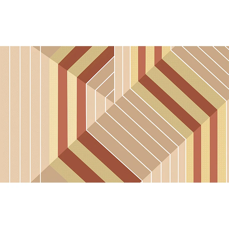 Papel pintado mural resistente las manchas, geometrías simples texturizadas no tejidas y arte de pared rayas para cafeterí...