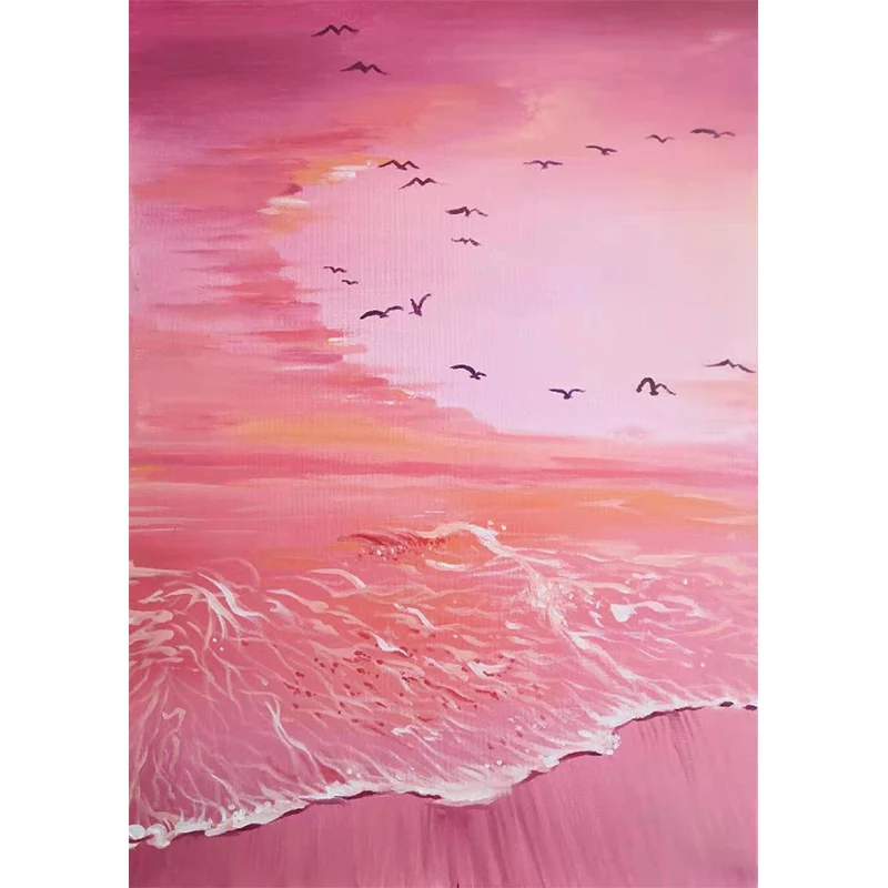 Papel pintado Mural Romántico para Dormitorio de Niñ, Playa y Mar, Hecho Medida Rosa Clearhalo