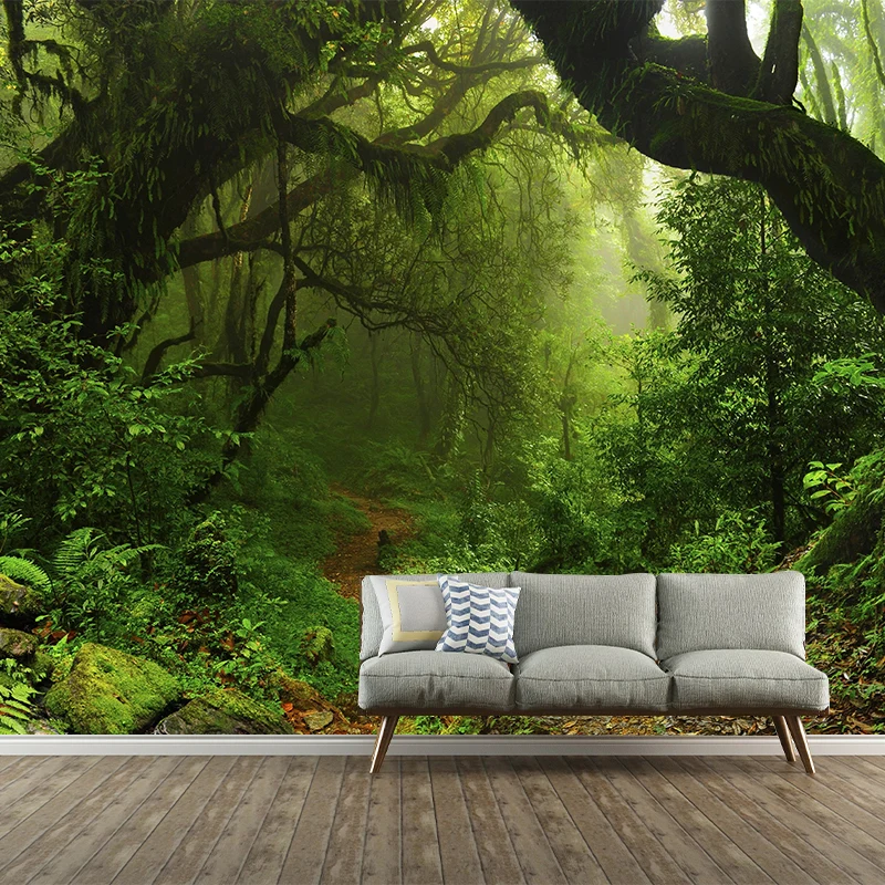 Papel pintado mural de la selva fresca para la decoración de la pared contemporánea de la sala de oficina, tamaño personal...