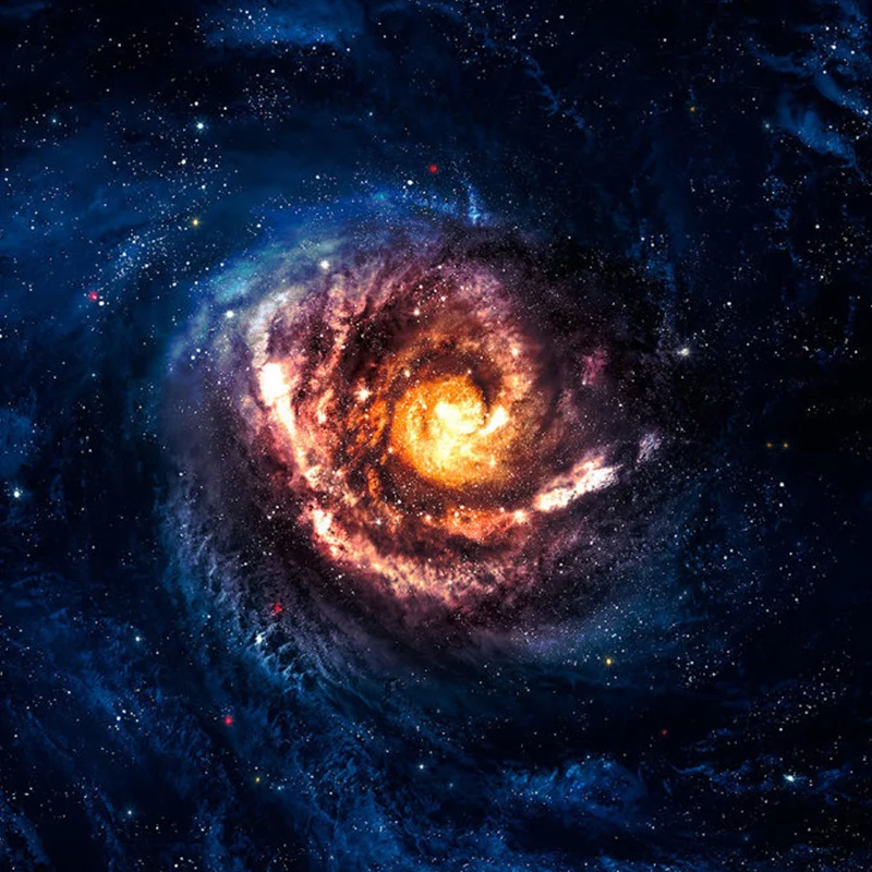 Papel pintado mural sencillo con foto enorme para decoración de techo con diseño de nebulosa en naranja y azul Naranja Cle...