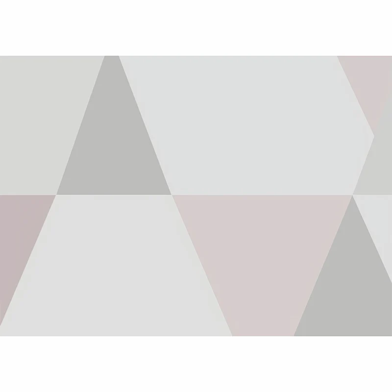 Papel pintado mural de triángulo entero para dormitorio de niñ, arte de pared geométrico en rosa y gris, resistente al agu...