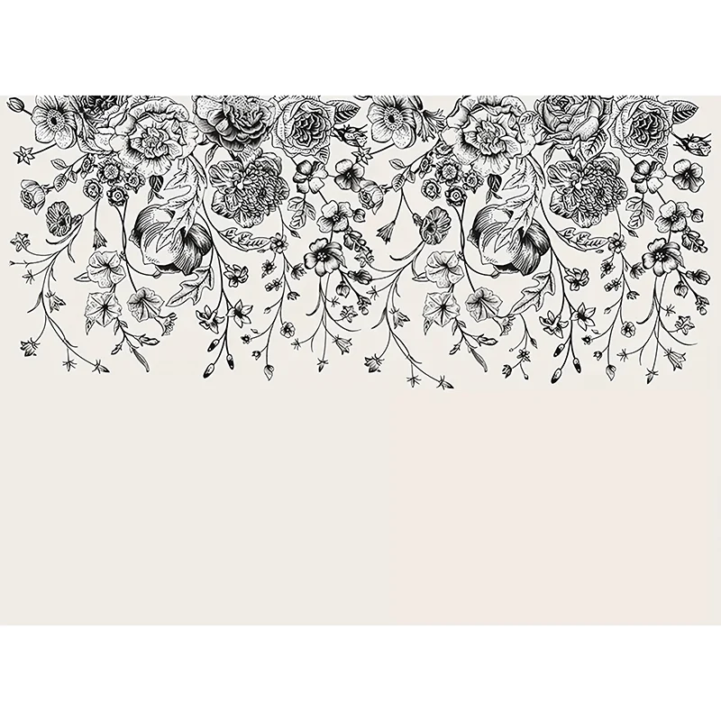 Papel pintado mural de vid entrelazado en negro, revestimiento de pared minimalista para decoración Negro Clearhalo