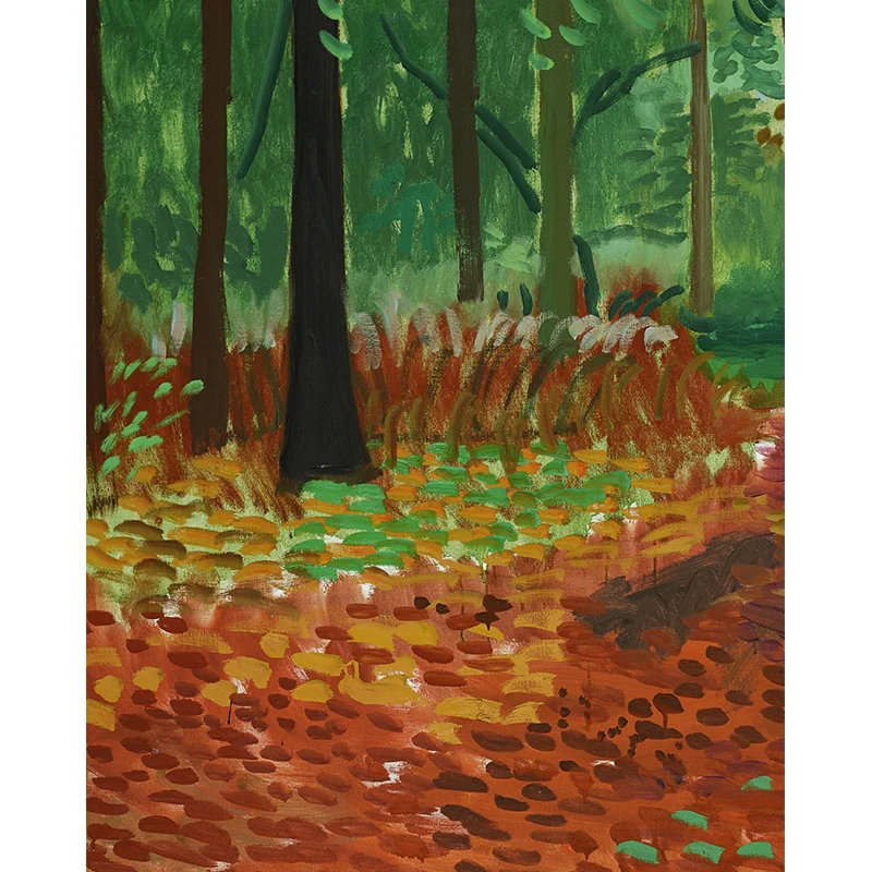 Papel pintado Mural Woldgate Woods naranja-verde, arte de pared impermeabilizante para galerí del hogar Naranja Clearhalo