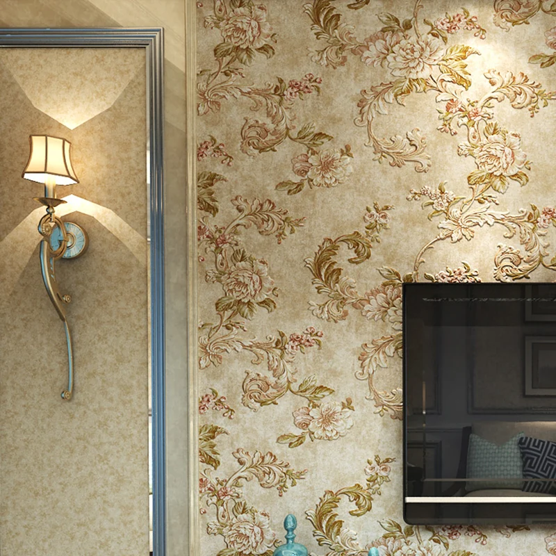 Papel pintado de peoní floreciente, revestimiento de paredes de granja de Color suave para sala de estar, sin pegar Marron...