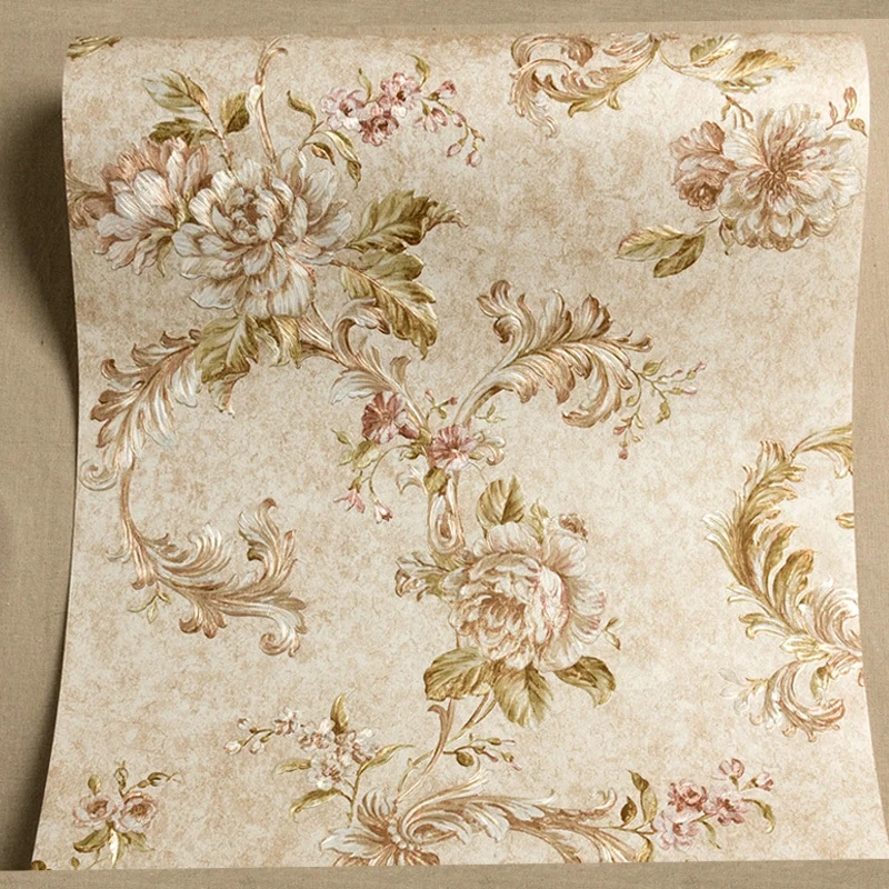 Papel pintado de peoní floreciente, revestimiento de paredes de granja de Color suave para sala de estar, sin pegar Marron...
