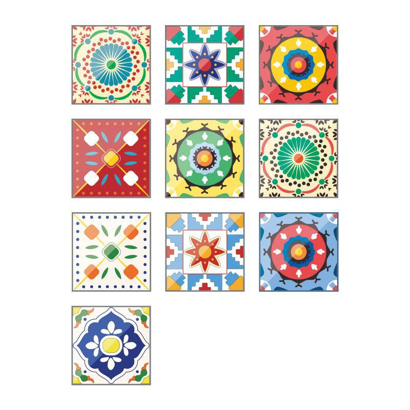 Papel tapiz de estilo bohemio con diseño de mandala para cocina, arte de pared de 4.3 pies cuadrados en rojo, amarillo, az...