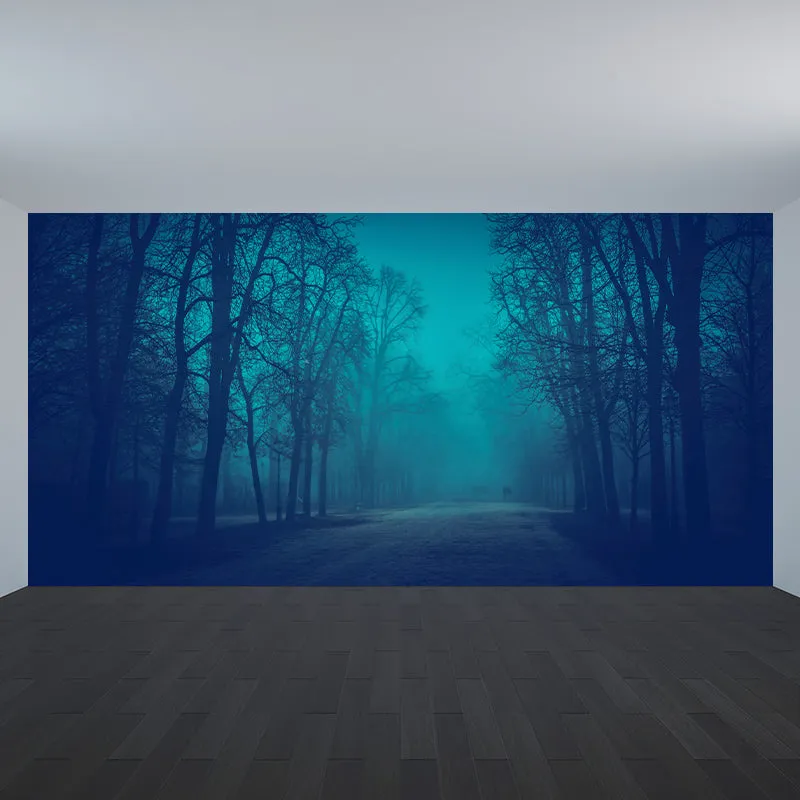 Papel tapiz Mural de bosque brumoso oscuro, paisaje, arte de pared moderno impermeable para dormitorio Peltre Clearhalo