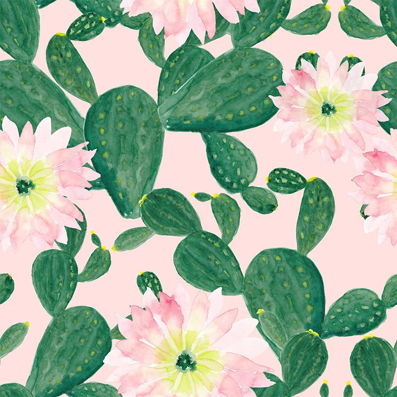 Papel tapiz Mural de cactus entero, revestimiento de paredes tropicales resistente la humedad para sala de estar Rosa Clea...