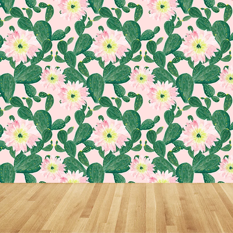 Papel tapiz Mural de cactus entero, revestimiento de paredes tropicales resistente la humedad para sala de estar Rosa Clea...