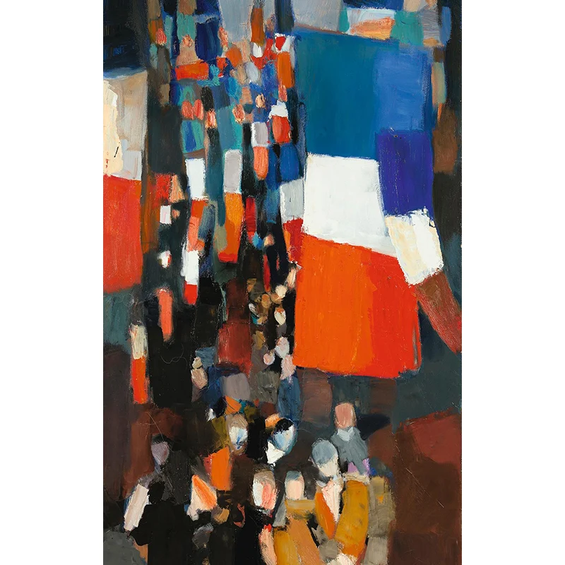 Papel tapiz Mural de calle concurrida, revestimiento de paredes artístico moderno de Material no tejido Naranja Clearhalo