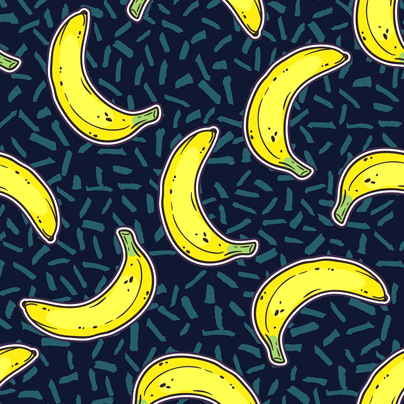 Papel tapiz Mural con patrón de plátano, revestimiento de paredes contemporáneo amarillo para dormitorio de niños Amarillo...