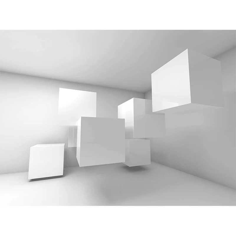 Papel tapiz mural de cubo 3D blanco, revestimiento de paredes resistente al agua para decoración de sala de reuniones Gris...
