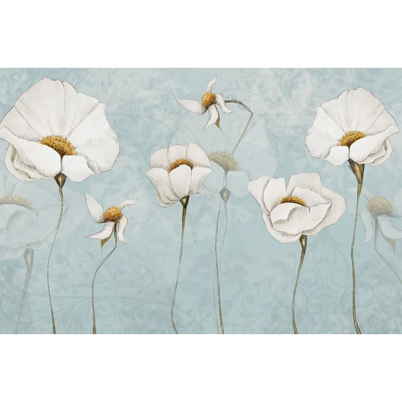 Papel tapiz Mural de flores de color suave, revestimiento de paredes lavable moderno para cocina Purpura Clearhalo