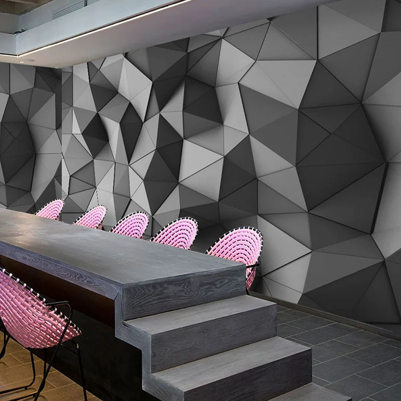 Papel tapiz Mural de geometrías cóncavas-convexas 3D impermeable, decoración de pared Industrial personalizada para Loft p...