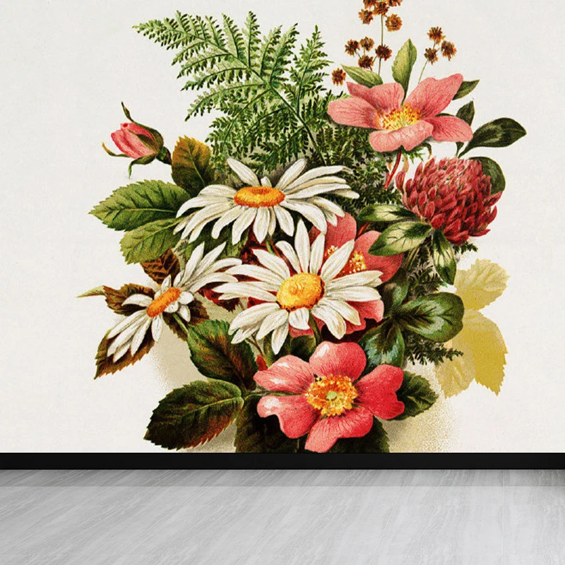 Papel tapiz Mural moderno verde, decoración de pared con ramo de flores bonito y enorme para comedor Verde Clearhalo