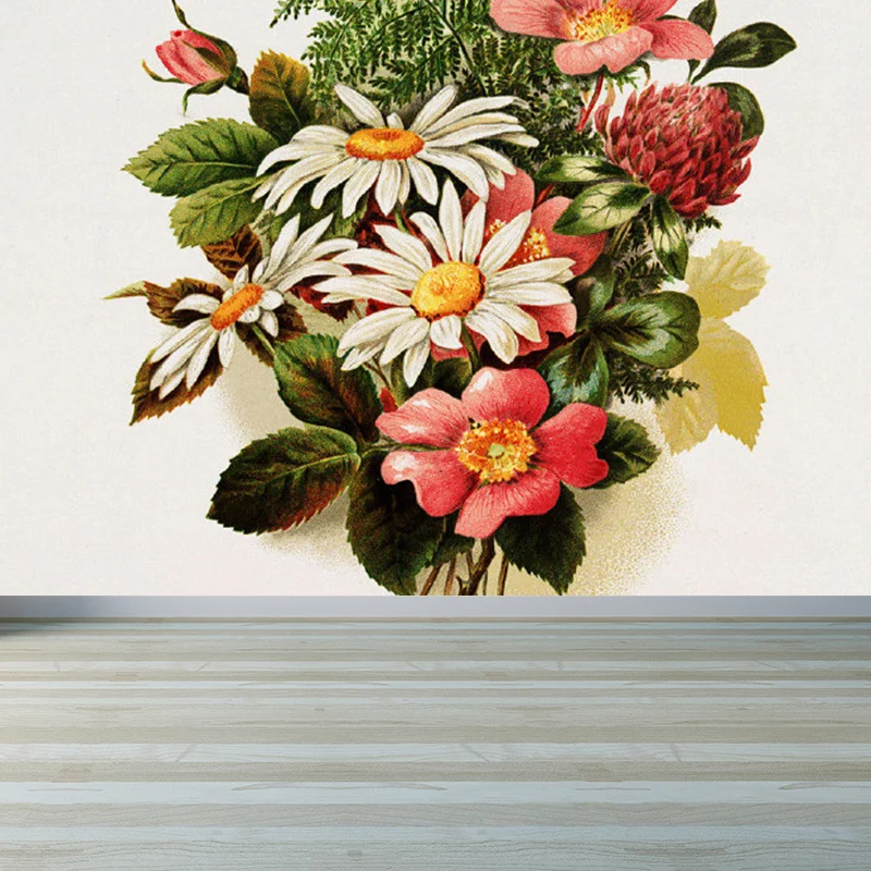 Papel tapiz Mural moderno verde, decoración de pared con ramo de flores bonito y enorme para comedor Verde Clearhalo