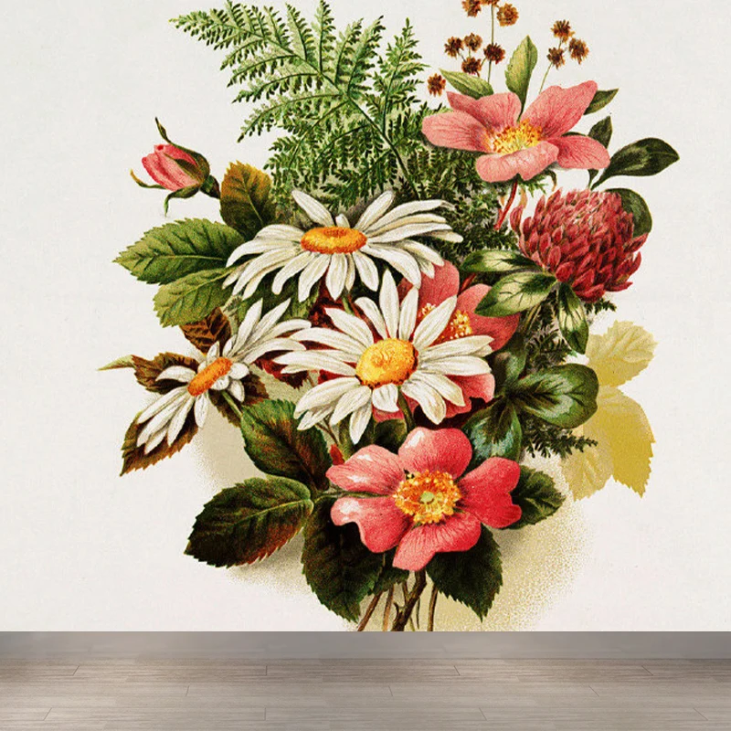 Papel tapiz Mural moderno verde, decoración de pared con ramo de flores bonito y enorme para comedor Verde Clearhalo