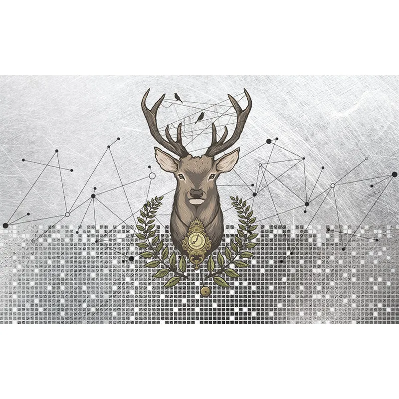 Papel tapiz Mural de reno salvaje grande, revestimiento de paredes decorativo contemporáneo para sala de estar Gris Clearhalo