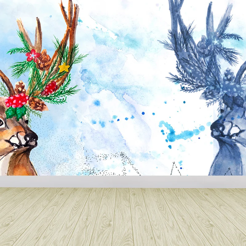Papel tapiz Mural de reno salvaje grande, revestimiento de paredes decorativo contemporáneo para sala de estar Gris Clearhalo