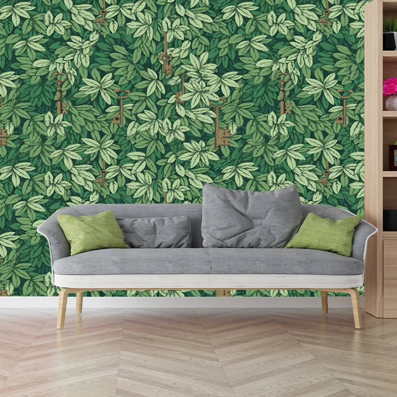 Papel tapiz de murales Botanix verdes, revestimiento de paredes moderno resistente la humedad para el hogar Verde Clearhalo