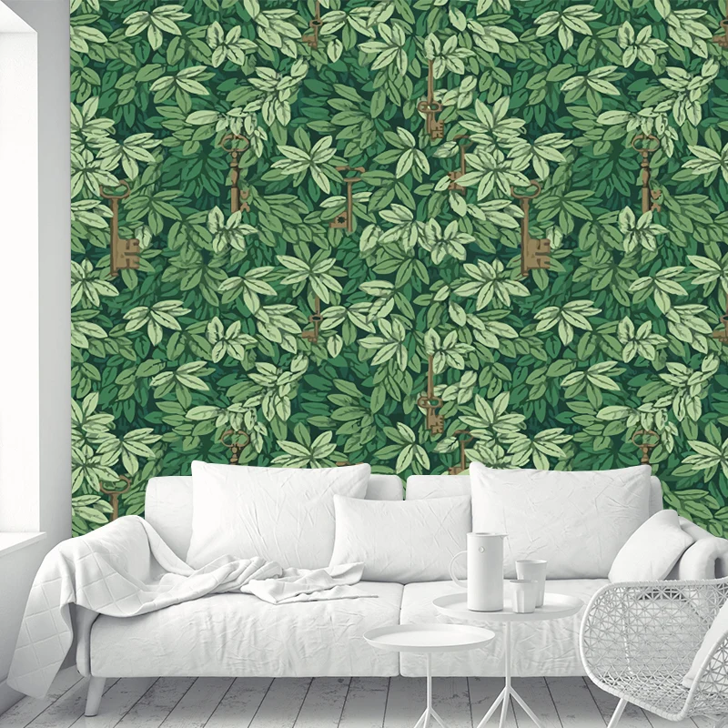 Papel tapiz de murales Botanix verdes, revestimiento de paredes moderno resistente la humedad para el hogar Verde Clearhalo