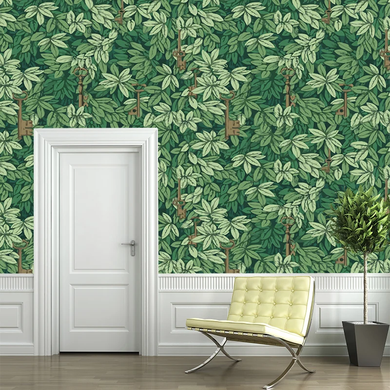 Papel tapiz de murales Botanix verdes, revestimiento de paredes moderno resistente la humedad para el hogar Verde Clearhalo