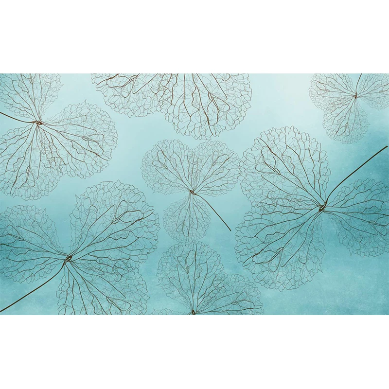 Papel tapiz de murales impermeables de tela no tejida, revestimiento de paredes de vid con hojas de estilo moderno Azul Cl...
