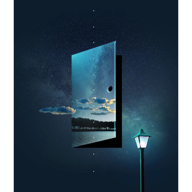 Papel tapiz de murales de viaje en el tiempo futurista, decoración de pared de tela no tejida azul para dormitorio Azul Cl...