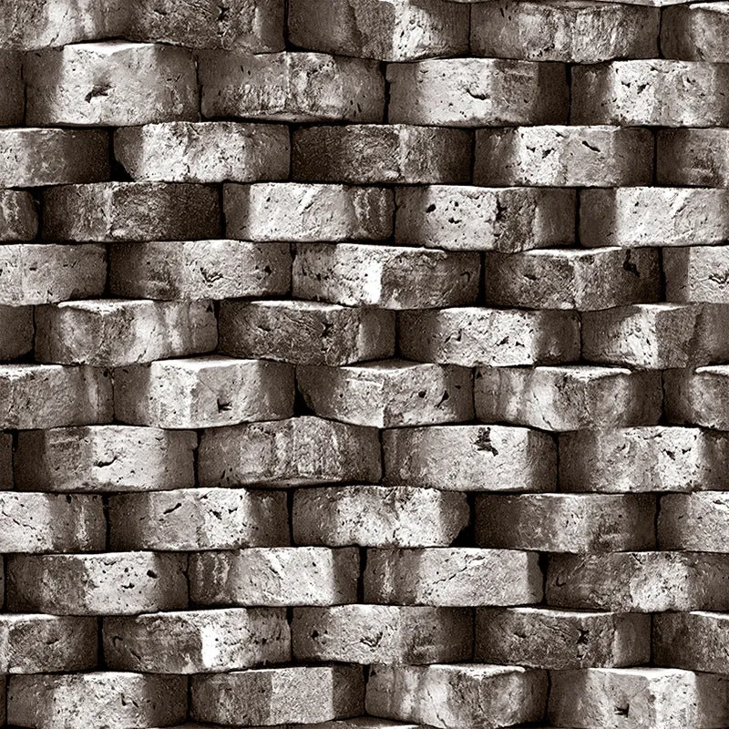 Papel tapiz para cafeterí y vestidor, ladrillos con impresión 3D de color gris industrial, 20.5" por 31', sin pegar Clearhalo