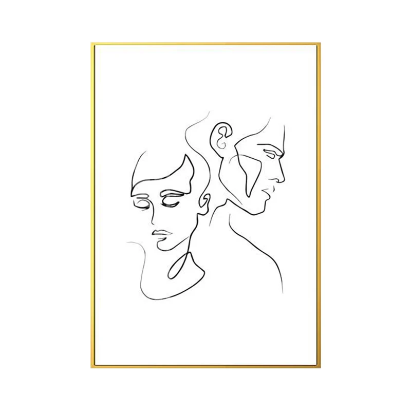 Patrón de personajes de estilo nórdico, pintura, dibujos de carbón humano blanco, impresión artística de pared Blanco Clea...