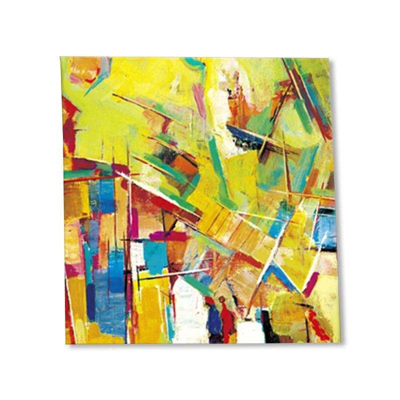 Peculiar pintura al óleo decoración de pared arte pop novela patrón abstracto lienzo en amarillo Amarillo Clearhalo