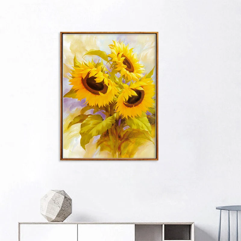 Pintura amarilla del ramo del girasol de la impresión del arte de la pared del país francés para la sala de estar Amarillo...