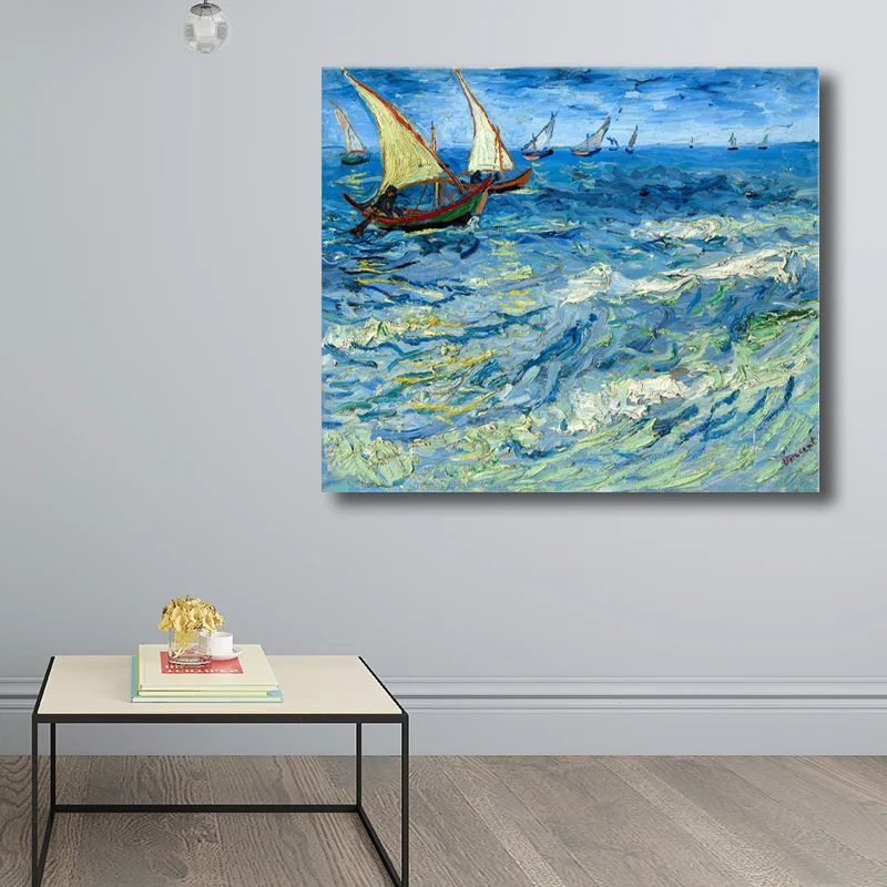 Pintura azul del comedor del lienzo de la vela del estilo del impresionismo, opciones de varios tamaños Azul Clearhalo