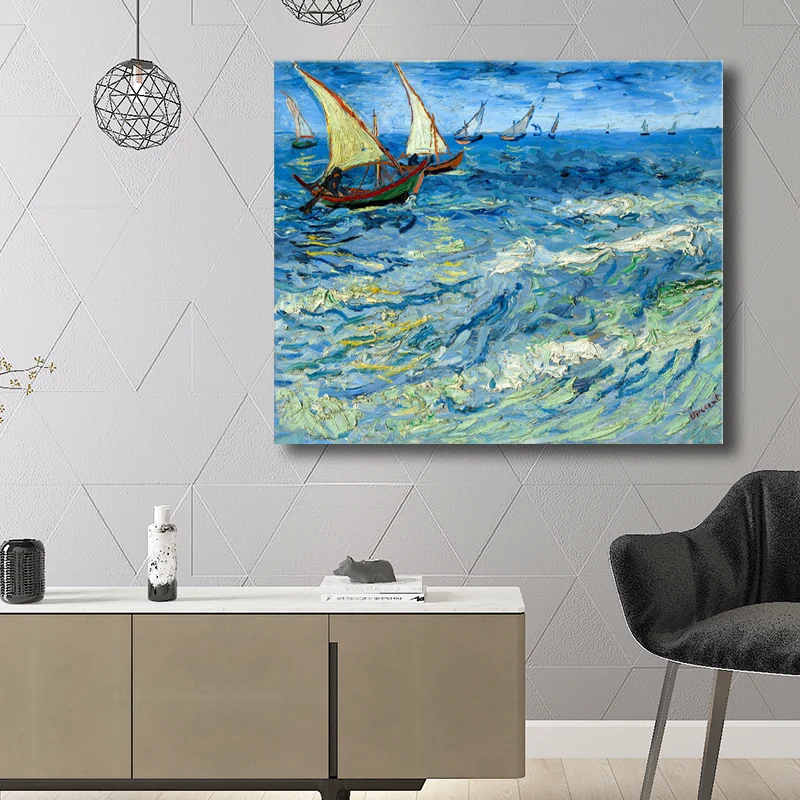 Pintura azul del comedor del lienzo de la vela del estilo del impresionismo, opciones de varios tamaños Azul Clearhalo