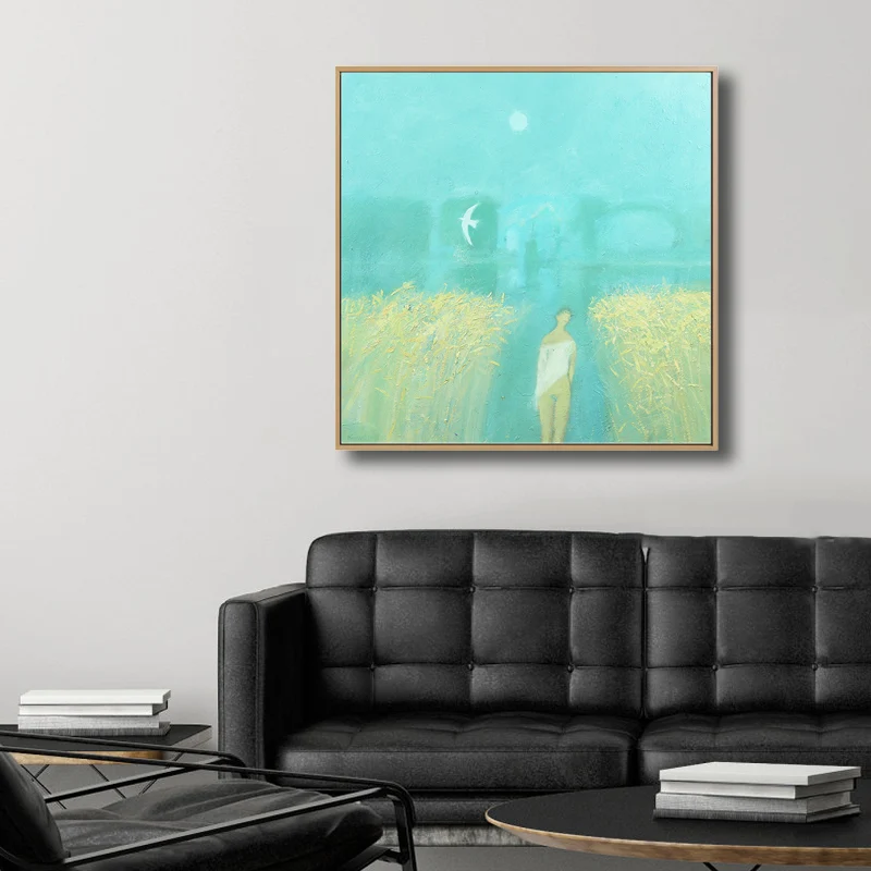 Pintura de campo de granja texturizada, impresión en lienzo, arte de pared rústico, decoración para el interior de la casa...