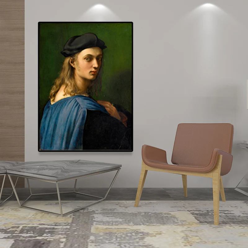 Pintura de color suave texturizada, retrato de mujer de estilo Retro, arte de pared para sala de estar Negro Clearhalo