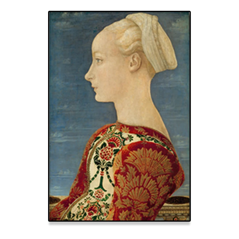 Pintura de color suave texturizada, retrato de mujer de estilo Retro, arte de pared para sala de estar Negro Clearhalo