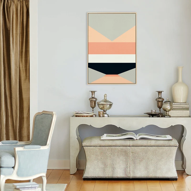 Pintura De Comedor De Color Claro De Lona De Empalme Geométrico Nórdico, Múltiples Tamaños Azul Clearhalo